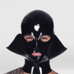 High-Collar Latex Bondage Hood - Roleplay / Kinky Wear