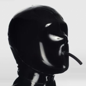 LATEX BONDAGE HOOD FULL ENCLOSURE BREATHING TUBE