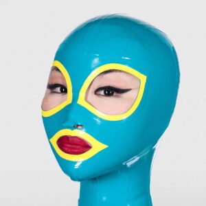 LATEX BONDAGE HOOD FULL FACE HOOD BACK ZIP