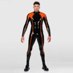 Men’s Color-Block Latex Catsuit – Double Stripe Design