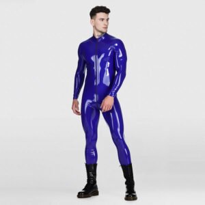 LATEX CATSUIT THREE-SECTION ZIPPER SEAMLESS DESIGN