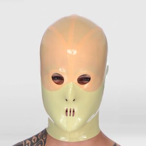 LATEX BONDAGE HOOD COLOR-BLOCK ZIP-UP STYLE OGRE