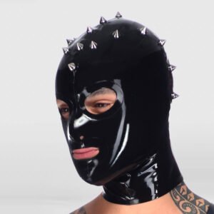LATEX BONDAGE HOOD EDGE REINFORCEMENT PUNK SPIKES