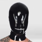 Fully Enclosed Latex Bondage Hood with Zipper Restraint/BDSM