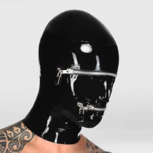 LATEX BONDAGE HOOD LOCKABLE SEALED ZIPPER