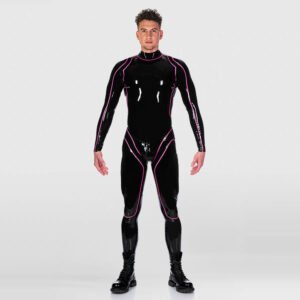 LATEX CATSUIT MEN’S FULL-FOOTED ZIPPER STYLE CONTOUR LINES
