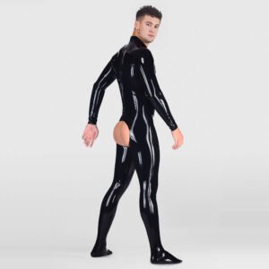 LATEX CATSUIT REINFORCED SEAMS AND EDGES EXPOSED BUTTOCKS