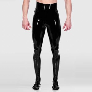 LATEX LEGGINGS MEN’S SOLID COLOR HIGH-WAIST STYLE