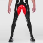 Minimalist Color-Block Latex Leggings with Reinforced Pouch