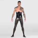 Men’s Latex Leggings One-Piece – Waist Cincher with Zipper, Female Dominant Roleplay