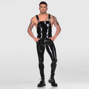 LATEX PANTS ADJUSTABLE TIGHT-FIT SUSPENDER PANTS