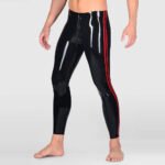 Men’s Tight-Fit Latex Pants with Double Stripe Design