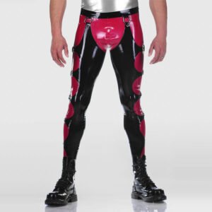 LATEX PANTS METAL RINGS ON BOTH SIDES MEN’S TIGHTS