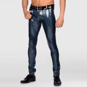 LATEX PANTS SLIM-FIT SOLID COLOR JEANS