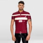 Men’s Contrast Stripe Latex Polo – Modern Business Casual, Sleek Design