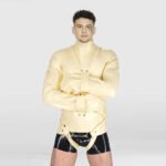 Extended Sleeve Latex Top – Self-Binding Wrap-Around Design with Metal Ring Restraints