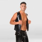 Men’s Solid Color Latex Top-Minimalist Open-Front Vest