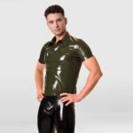 Minimalist Men’s Latex Polo Shirt – Solid Color, Modern Elegant Design