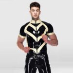 Men’s Latex Top – Contrast Piping and Reinforced Seams, Zipper Style Fashion Cosplay