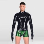 Men’s Latex Top with Full Finger Gloves Sleeves/Bondage