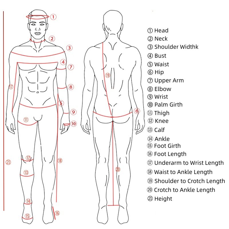Custom Latex Coat Measurement Chart
