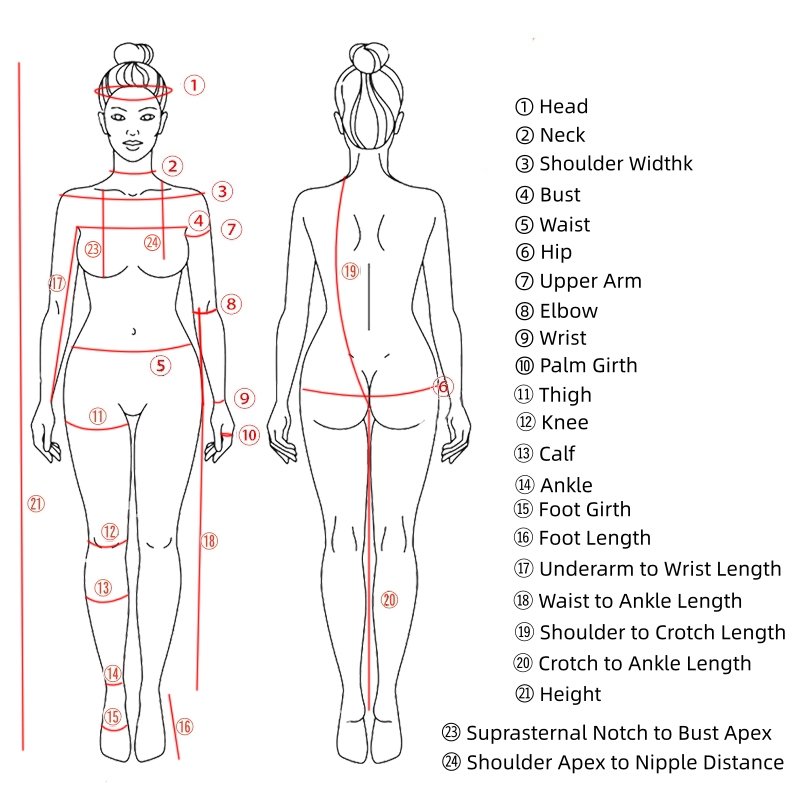 Custom Latex Coat Measurement Chart