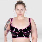 Women’s Two-Tone Latex Bra with Adjustable Shoulder Straps