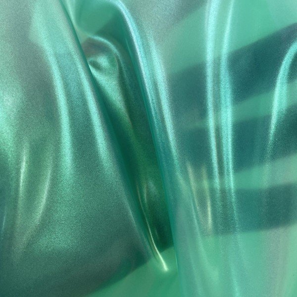 Shimmery semi green inflatable latex suit