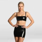 Women’s Latex Skirt Set – Detachable Shoulder Straps / Bondage Lacing